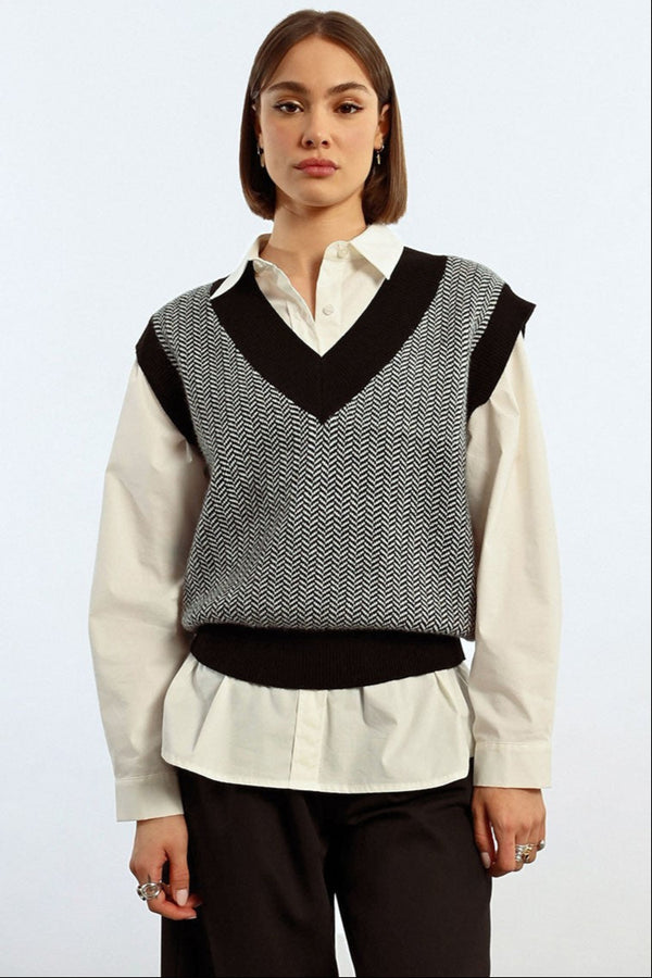 Herringbone Sleeveless Sweater