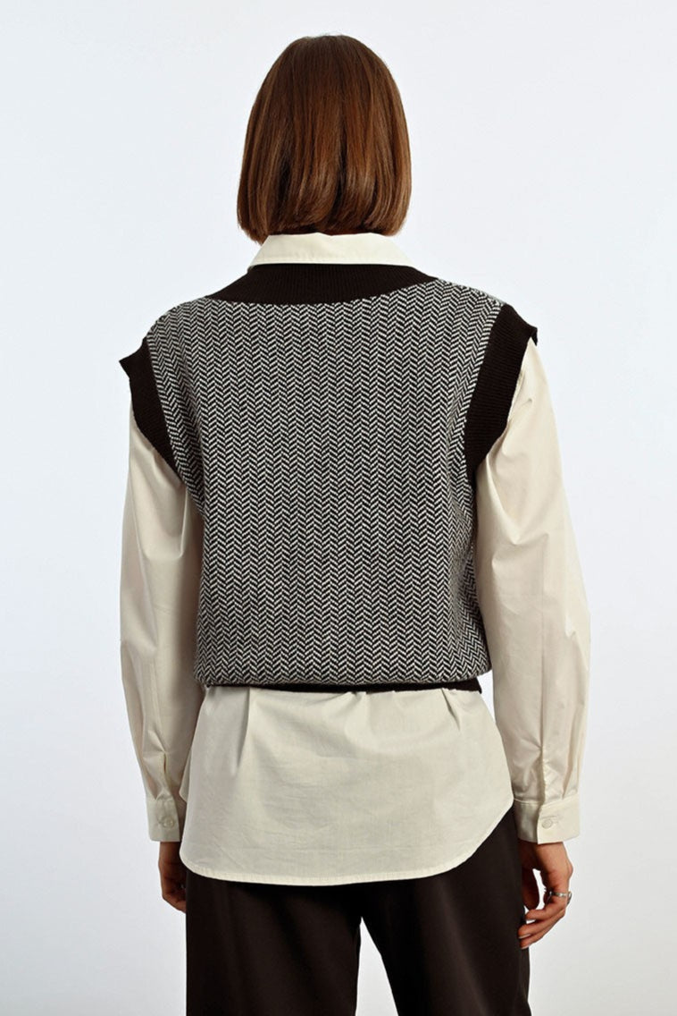 Herringbone Sleeveless Sweater