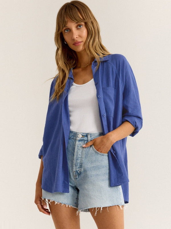 The Perfect Linen Top - blue wave