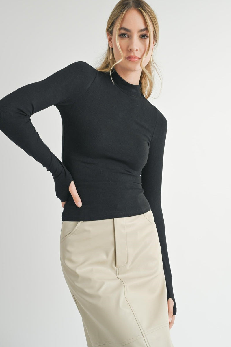 Ronan Mock Neck Knit Top - black