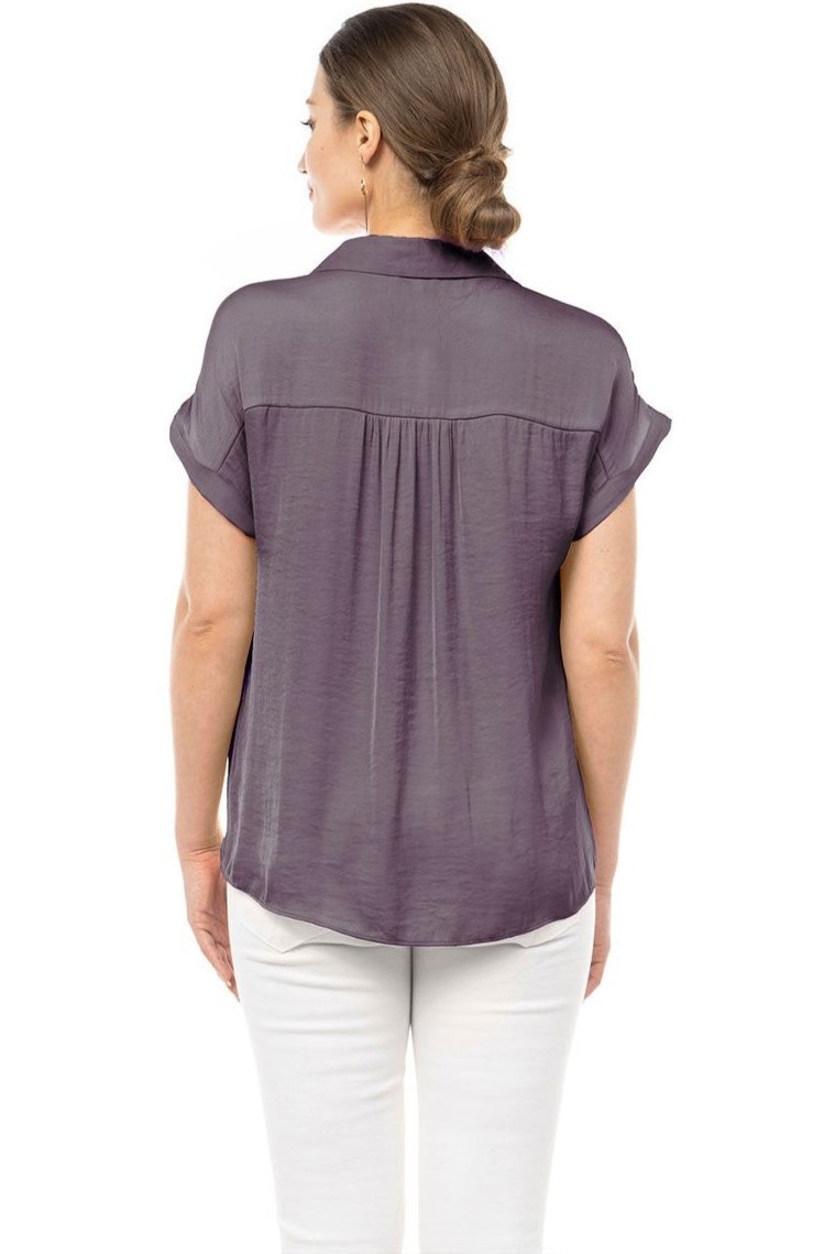 Half Placket Blouse - plum