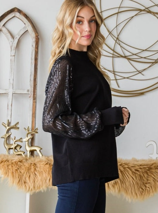 Sequin Sleeved Sweater