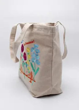 Embroidered San Francisco Flower Tote