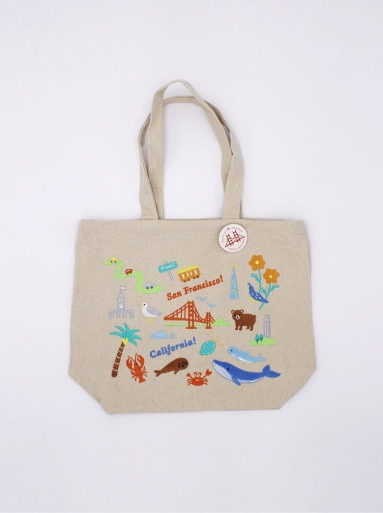 Embroidered San Francisco Landscape Tote Bag | Tomoko