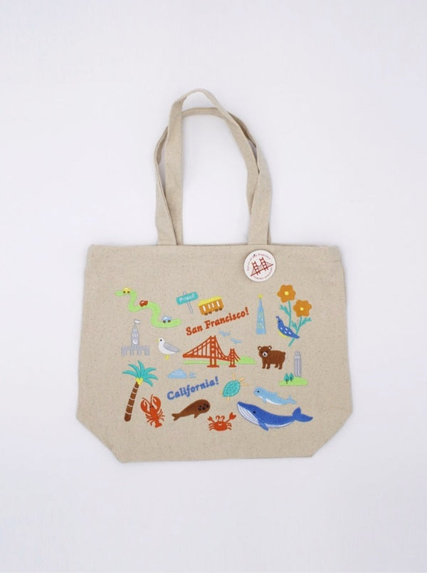 Embroidered San Francisco Landscape Tote Bag