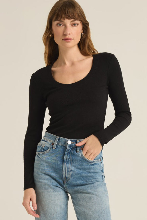 Sirena Rib Long Sleeve Tee - black
