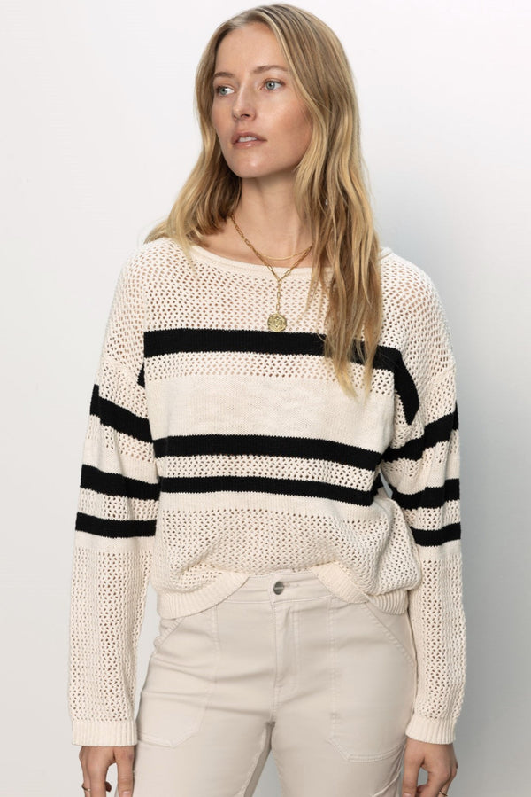 Sporty Stripe Open Knit Sweater