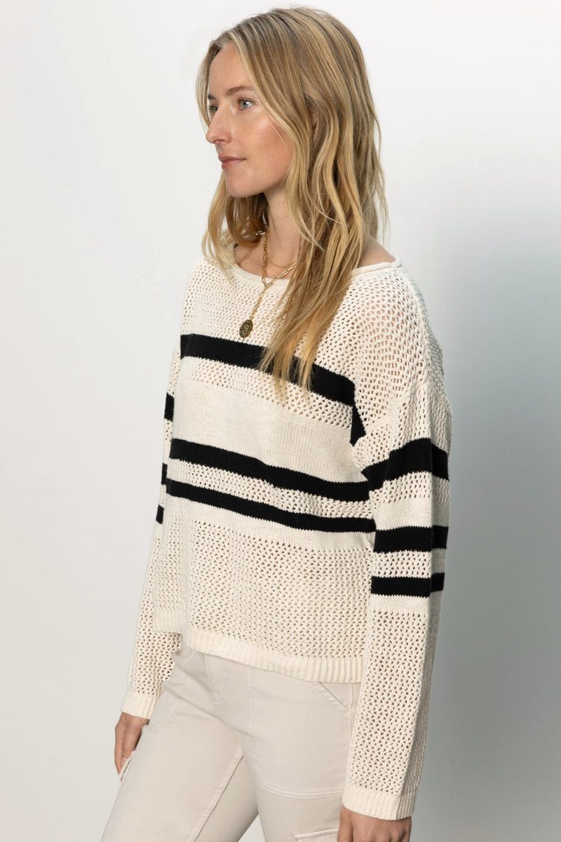 Sporty Stripe Open Knit Sweater