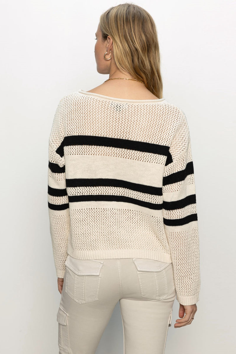 Sporty Stripe Open Knit Sweater