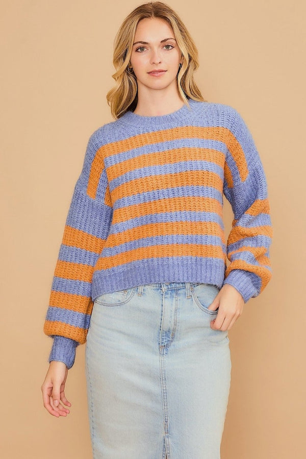 Striped Brushed Knit Sweater