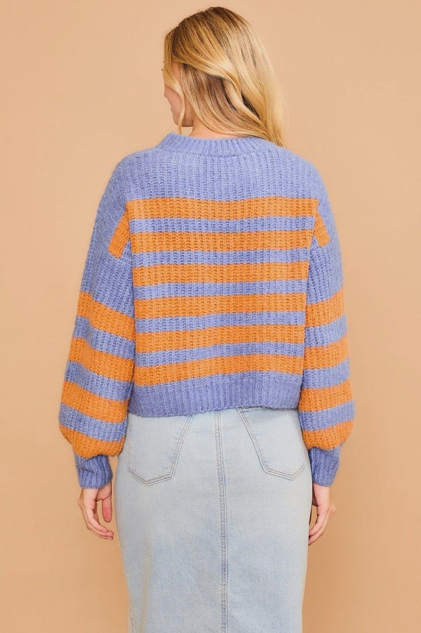 Striped Brushed Knit Sweater