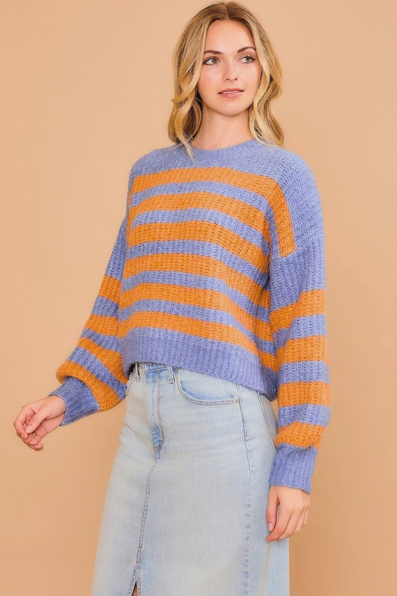 Striped Brushed Knit Sweater