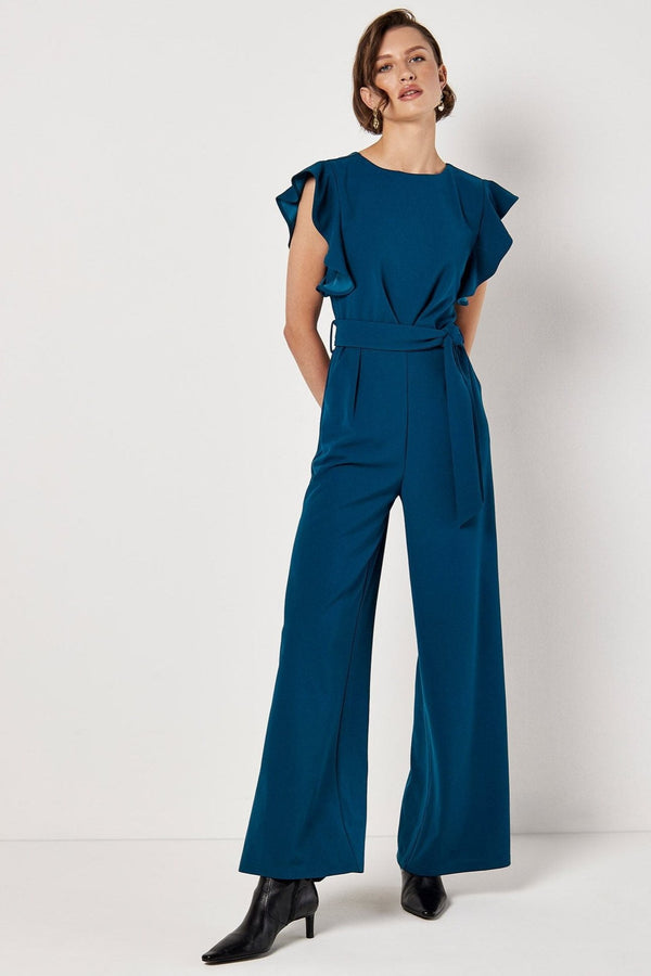 Ruffle Sleeve Jersey Jumpsuit