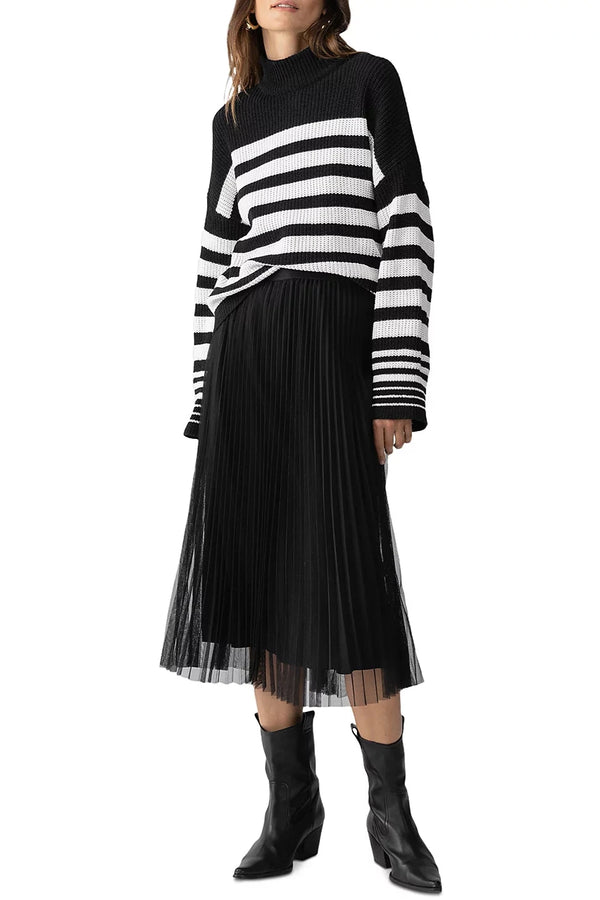 Tulle Pleated Midi Skirt