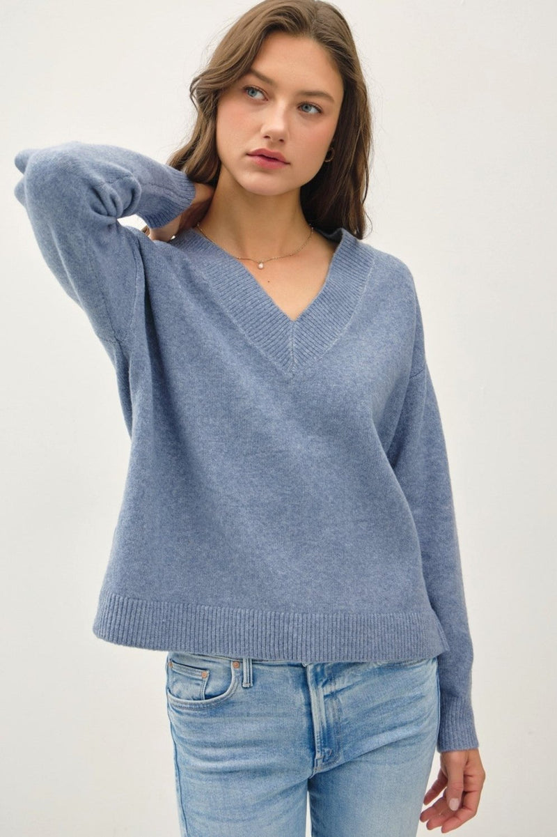 V Neck Relaxed Pullover