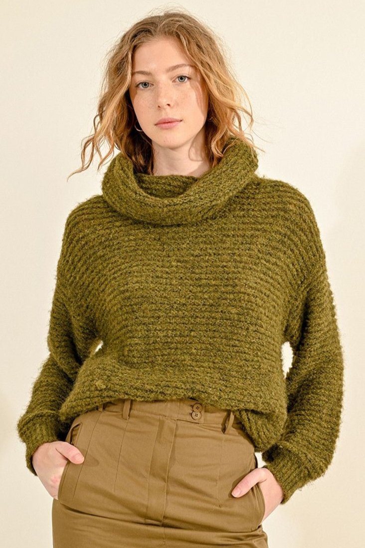 Wide Neck Turtleneck Sweater