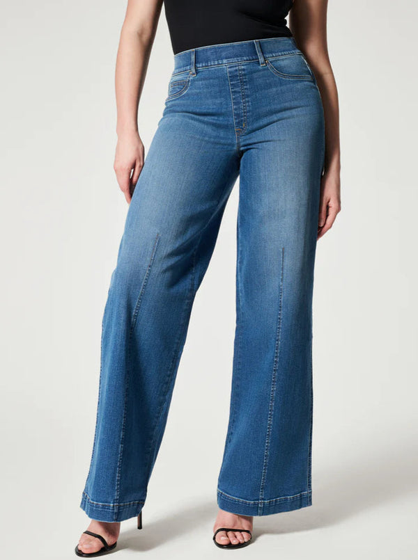 Seamed Front Wide Leg Jeans