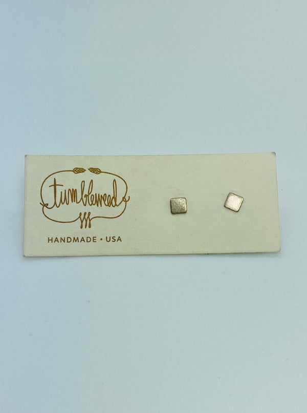 Brushed Square Stud - Silver