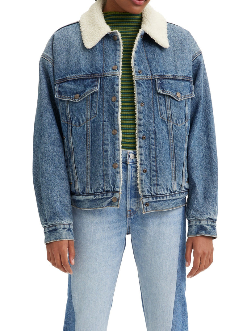 levi's '90s sherpa trucker jean jacket, medium indigo