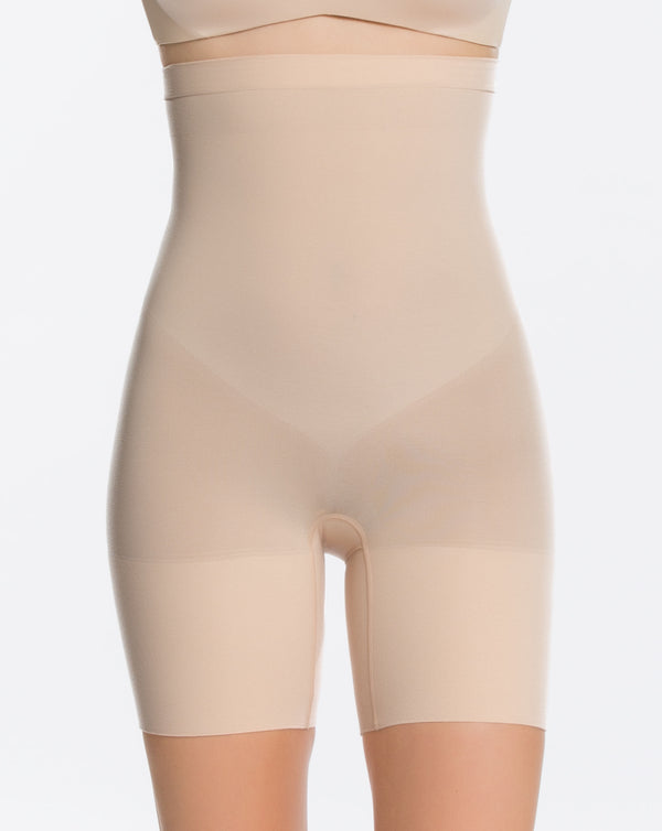 Spanx | Higher Power Short in Soft Nude | front view on model