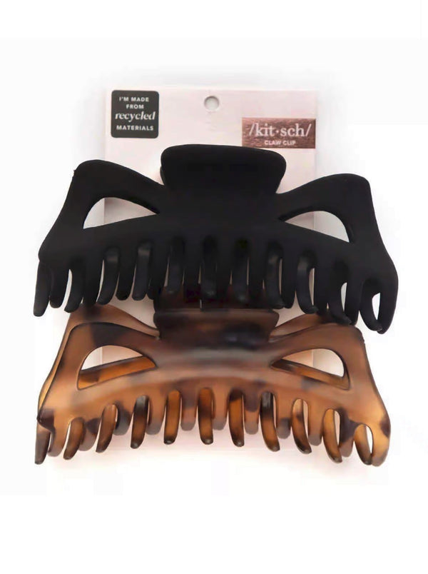 Kitsch Jumbo Classic Claw Clips 2 Pack, black, tort