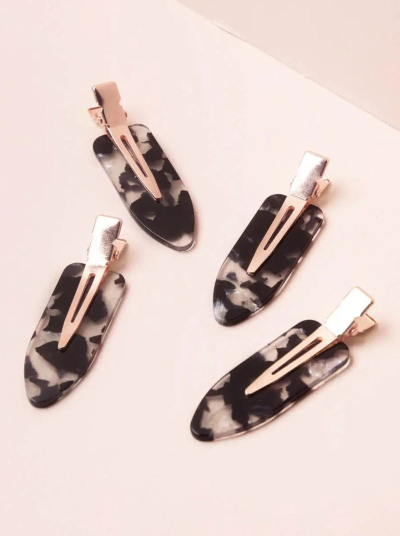 Kitsch Creaseless Clips 4 Piece Set, black terrazzo