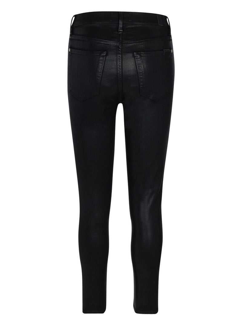 High Waist Ankle Skinny | Black Coated