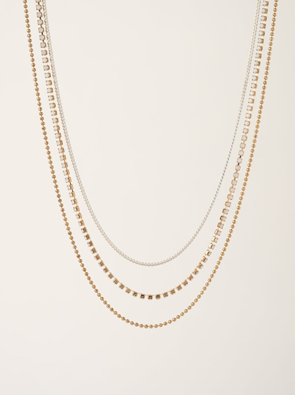 lover's tempo  astaire three stand necklace, gold, white