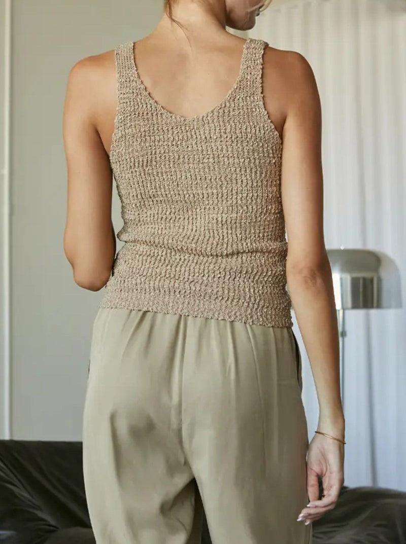 Crescent emerie knitted tank top, sleeveless, sand