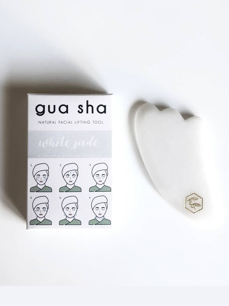 Gua Sha Facial Massage Stone, white jade