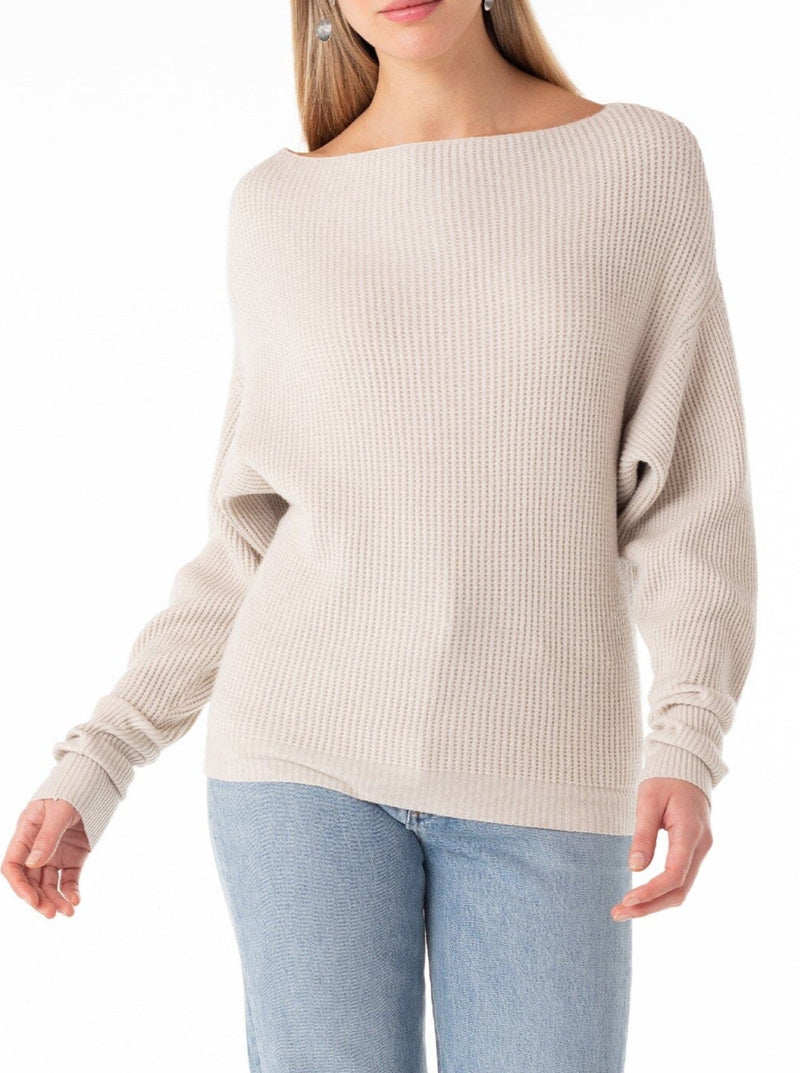 lovestitch snuggle up off the shoulder sweater, waffle knit, long sleeves, heather stone