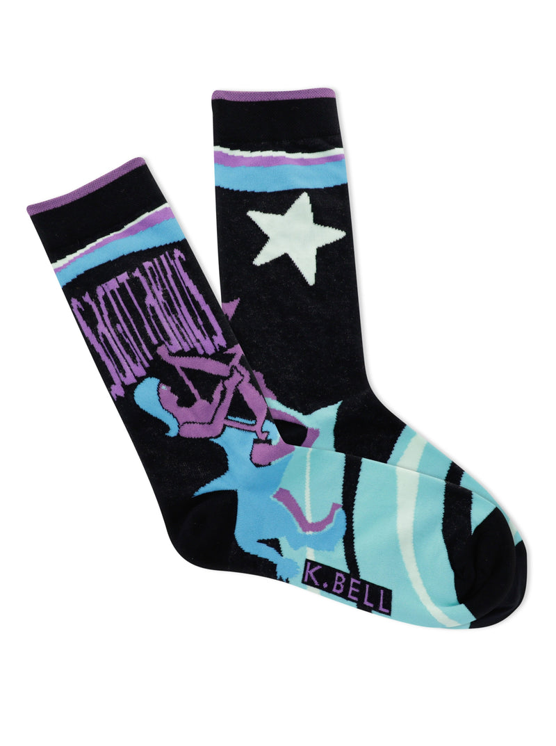 K.Bell | Sagittarius Astrology Crew Sock | Side View with abstract centaur archer and star