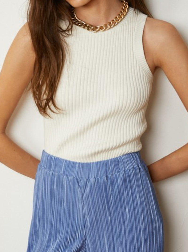 by together Sawyer Ribbed Sweater Top, sleeveless, off white