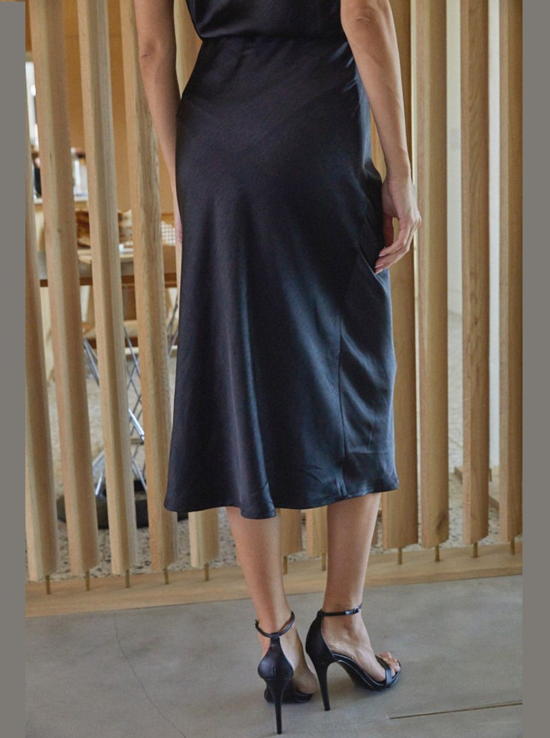 by together Little Flirt Satin Midi Skirt, black