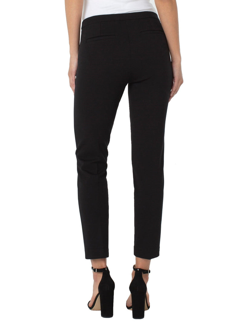 liverpool kayla pull on trouser pant, stretch ponte, front pockets, elastic waist, black