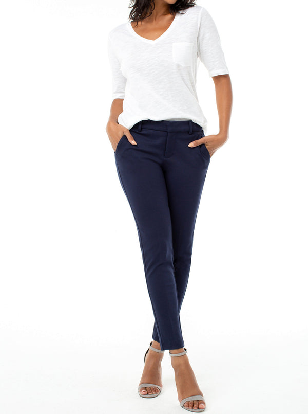 Kelsey Knit Trouser Super Stretch Ponte - cadet blue