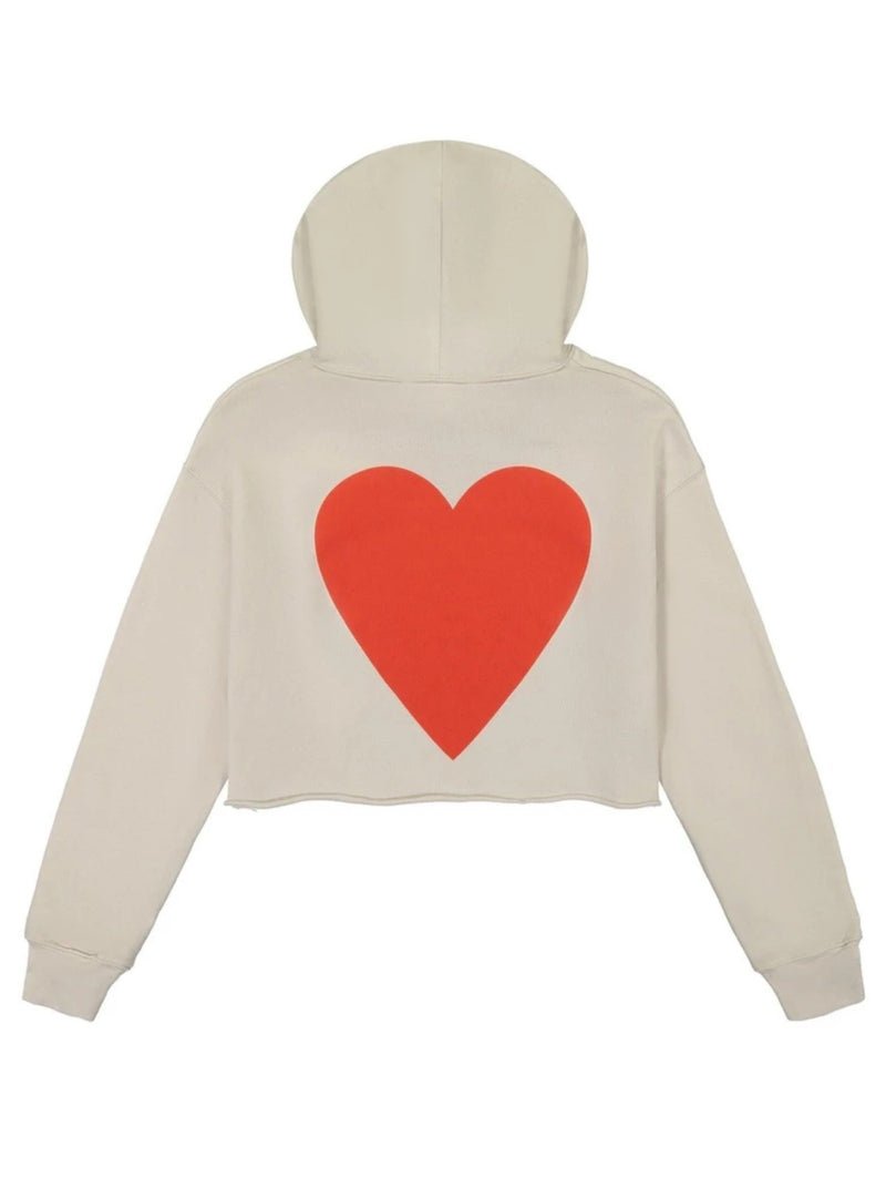Culk / Love Cropped Hoodie Sweatshirt, cream / back flat lay
