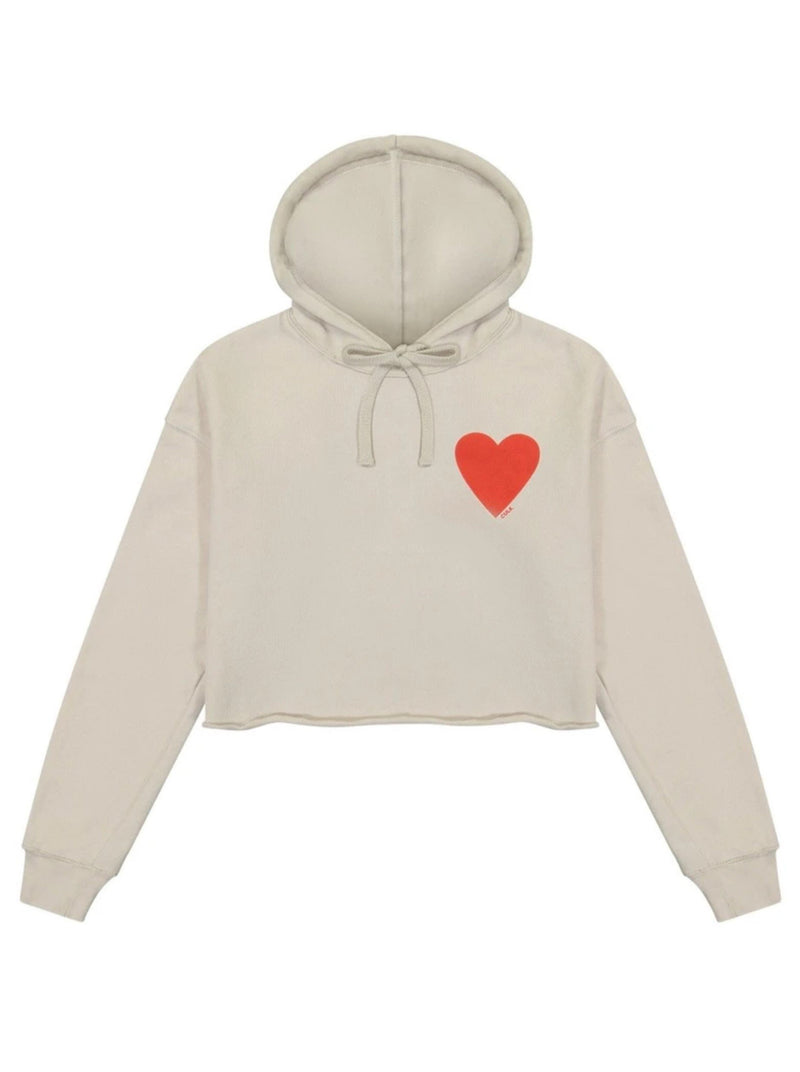 Culk / Love Cropped Hoodie Sweatshirt, cream / front flat lay
