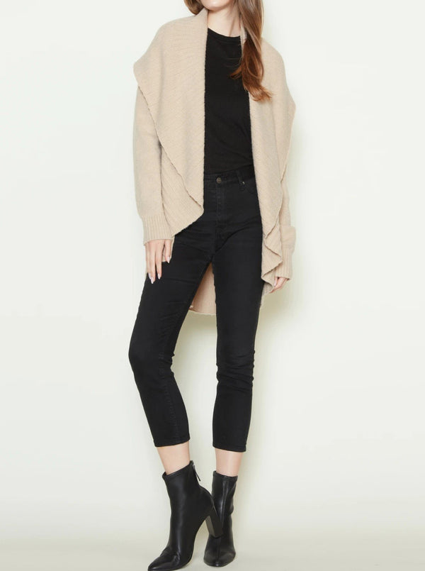 Shawl Collar Pleated Cardigan