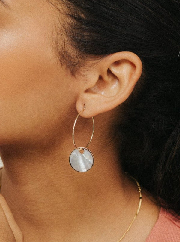 Mirage Hoop Earrings, gold, mother of pearl