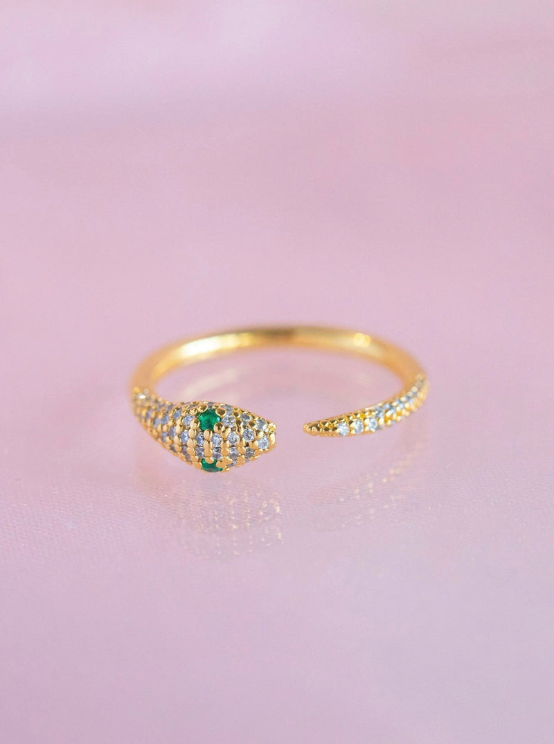 Girls Crew | Viper Ring | front view of snake cuff ring lying flat