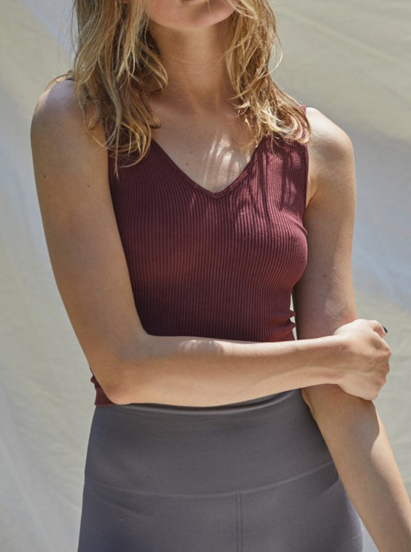 by together Reversible Ribbed Crop Brami, washed wine