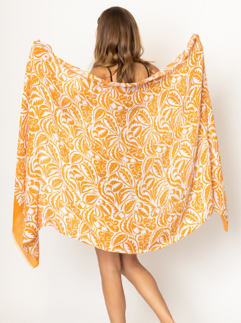 Paisley Leaf Border Print Scarf