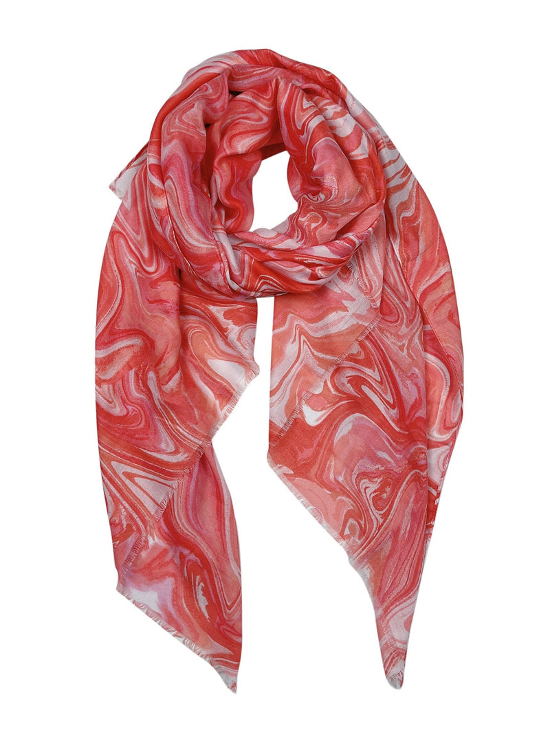 Marble Print Scarf, coral