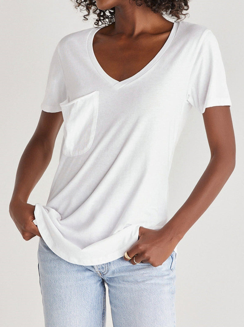 Z Supply | The Pocket Tee, White | front view on model