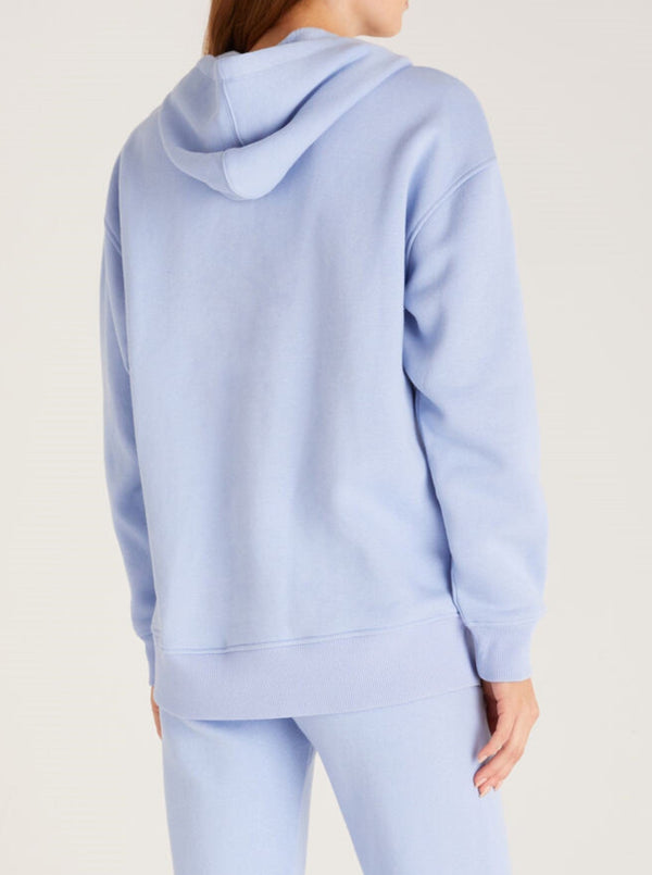 z supply premium fleece classic hoodie, kangaroo pockets, blue bird