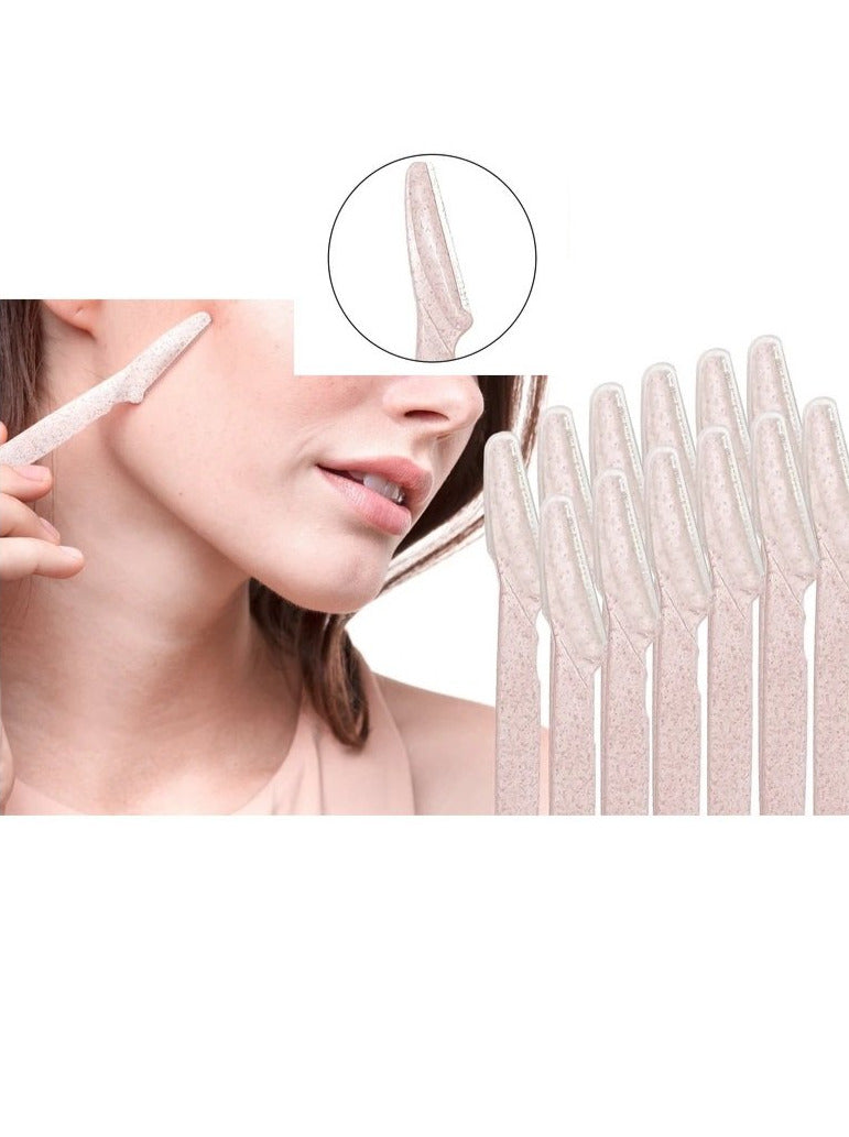 Kitsch | Eco-Friendly Dermaplaner 12pc in Pink | close up view with model holding against skin