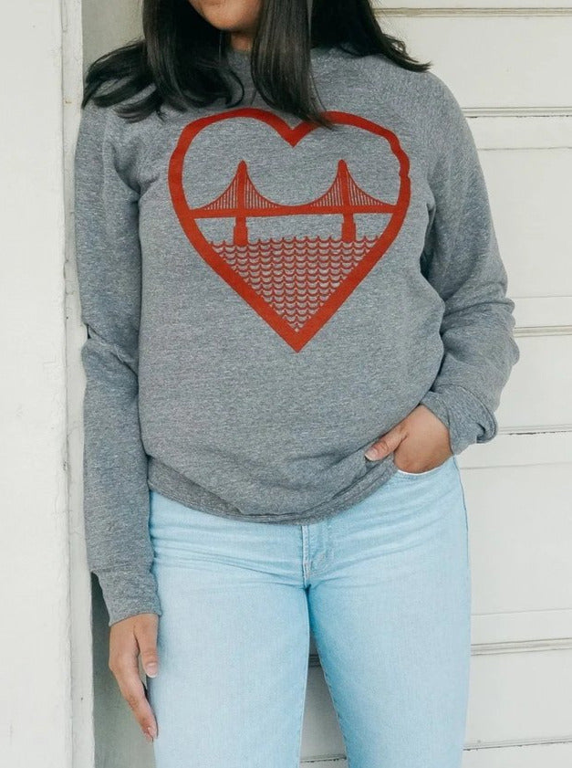 Culk | I Heart SF Unisex Sweatshirt | front view on model