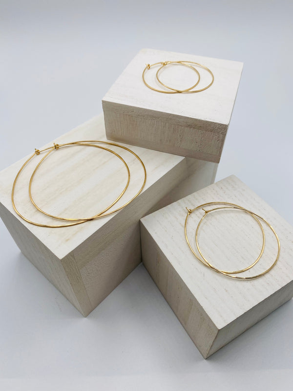 Tumbleweed | Hammered Round Hoop, Gold | Assorted sizes