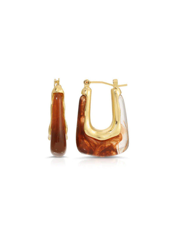 Nadia Hoop Earring, Amber colored resin